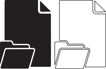 Hand made File and folder icon set simple glyph vector design for document management and user interface elements