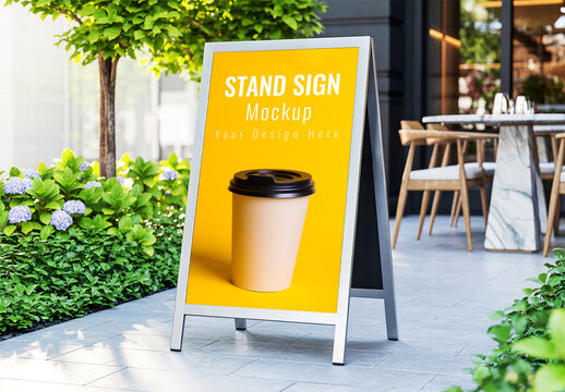 Outdoor A Stand Mockup for Cafe and Restaurant Menus