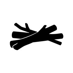 Black Silhouette of Stacked Logs, Representing Firewood or Lumber Material