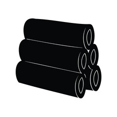 Stacked logs or bamboo sticks illustration in black and white silhouette style