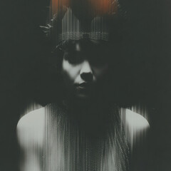 1920s Flapper Girl Black and White Portrait