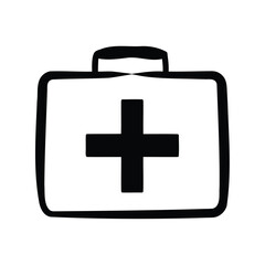 Obraz premium First aid kit icon in simple line drawing style illustration design