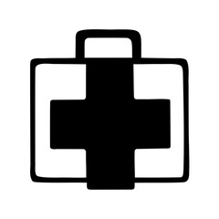 Obraz premium Hand Drawn First Aid Kit Illustration with Prominent Cross Symbol