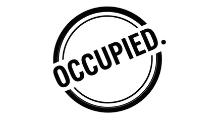 Isolated black stamp with double circles and the word Occupied diagonally in block letters
