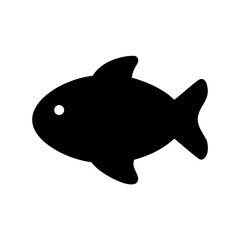 Simple black silhouette of a tropical fish isolated on white background