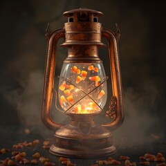 Lantern Filled with Floating Candy Corn