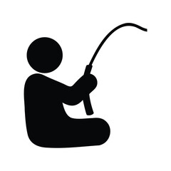 Silhouette of a person fishing with a rod and visible line