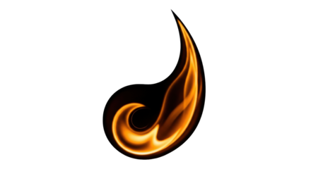 Isolated stylized flame illustration, fiery design, elegant abstract shape, artistic rendering