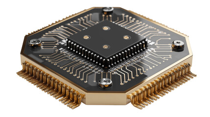 Computer chip isolated on transparent background