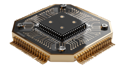 Computer chip isolated on transparent background
