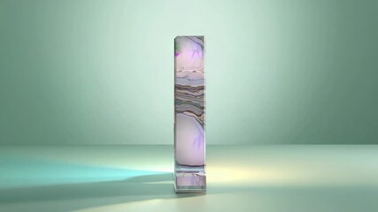 Switching on soft colored lights initiating letter A rotating counterclockwise on mint-green floor - Powered by Adobe