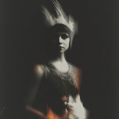 1920s Flapper Girl Black and White Portrait