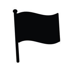 Black silhouette of waving flag on pole- Simple black silhouette of a waving flag on a vertical pole, isolated on white background, symbolizing victory, marking, or identity © Tanjila