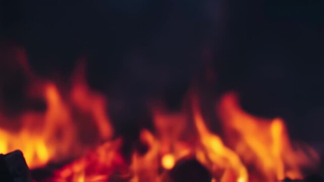 Abstract Flames Dancing in the Darkness, Intimate Campfire Glowing Night Background