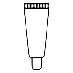 Minimalist vector illustration of a cosmetic squeeze tube with a ribbed cap, suitable for beauty and skincare branding.