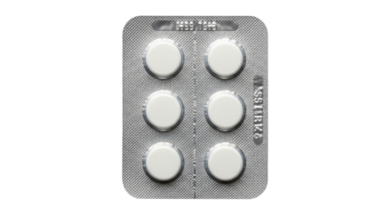 Isolated blister pack of round pills for health and medical treatment, pharmacy product