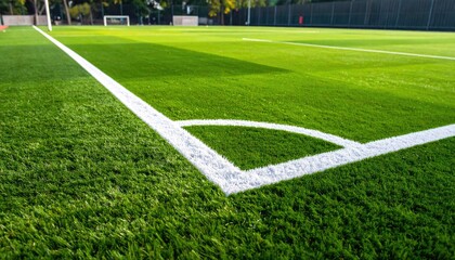 Obraz premium Close-up of a soccer field corner