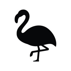 Simple elegant black silhouette of a flamingo standing on one leg