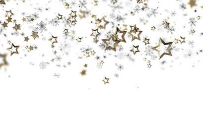 Beautiful festive background with gold stars and snowflakes. Perfect for Christmas, New Year, and winter holidays.