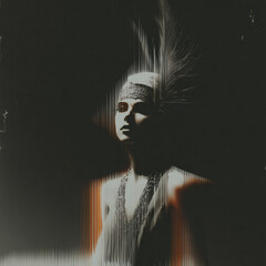 1920s Flapper Girl Black and White Portrait