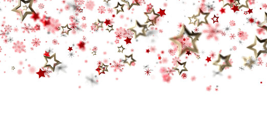 Festive background with red and gold stars and snowflakes. Perfect for Christmas, New Year, or winter holidays.