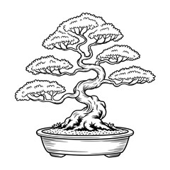 A bonsai illustration vector style coloring book