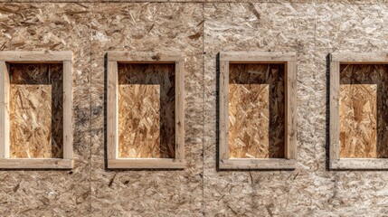 OSB Plywood Wall Panel Construction with Rectangular Window Cutouts