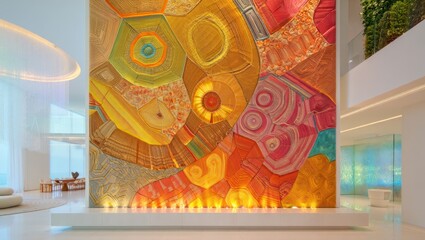 Vibrant Hexagonal Wall Art Inspiring Warmth and Creativity