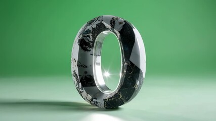 Playback starting torus model rotating revealing marble facets on green floor specular glint - Powered by Adobe