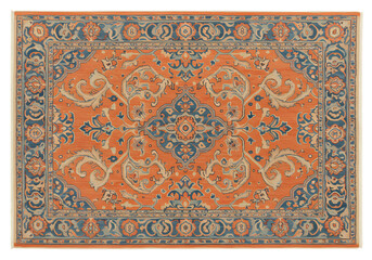 Peach and Teal Oriental Rug: Detailed Area Rug Design