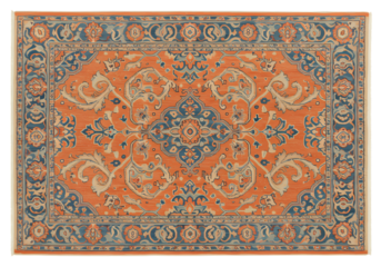 Peach and Teal Oriental Rug: Detailed Area Rug Design