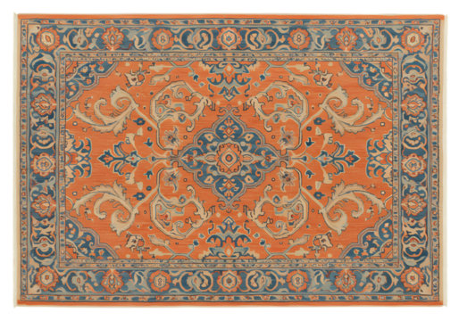 Peach and Teal Oriental Rug: Detailed Area Rug Design