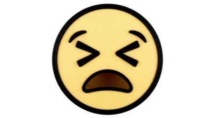 Isolated Face with Crossed Eyes and Open Mouth, Emoji or Emoticon, Cartoon Character Icon