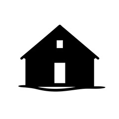 Simple Silhouette of a House with a Door and a Window