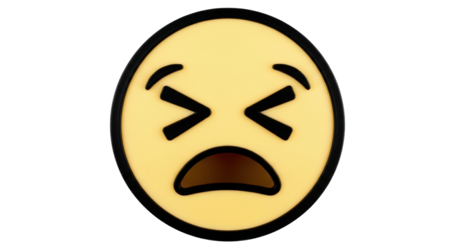 Isolated Face with Crossed Eyes and Open Mouth, Emoji or Emoticon, Cartoon Character Icon