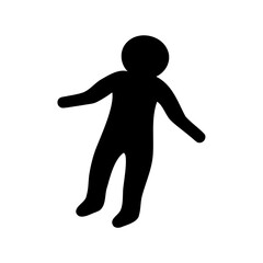 Black silhouette of a person with outstretched arms on a white background