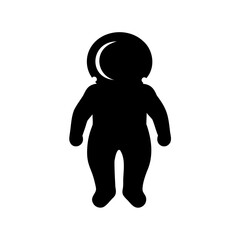 Silhouette of astronaut floating in space- Black silhouette of a lone astronaut figure drifting in zero gravity, isolated on white background, symbolizing space exploration and solitude