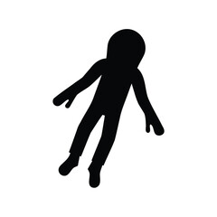 Silhouette of astronaut floating in space- Black silhouette of a lone astronaut figure drifting in zero gravity, isolated on white background, symbolizing space exploration and solitude