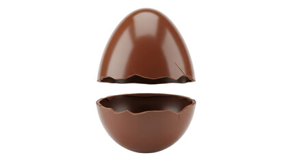 Isolated Delicious sweet chocolate egg halved for Easter Holiday treat or present candy food