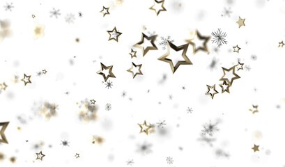 Sparkling gold stars and snowflakes on white. Perfect for holidays, celebrations, and winter themes.