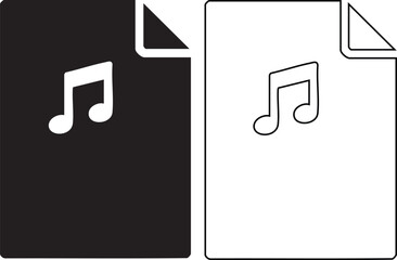 Hand made Music file icon set simple flat vector design element isolated on white background for web and mobile apps