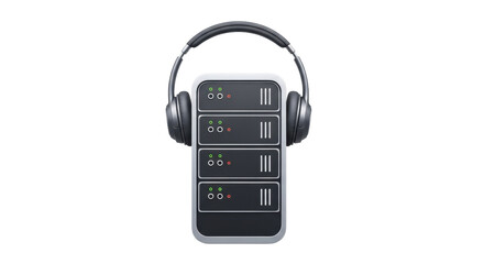 Isolated audio server with headphones for music streaming and digital technology usage