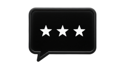 Isolated black speech bubble with three stars inside, rating symbol, customer feedback