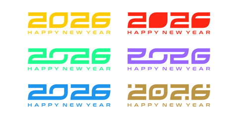 2026 new year design collection, colorful 2026 number design on white background