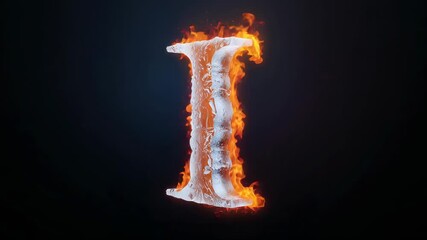 Embers igniting metallic uppercase letter I burning with flickering flames against dark backdrop - Powered by Adobe