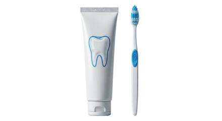 Isolated hygiene products display toothpaste and toothbrush for oral care and dental health