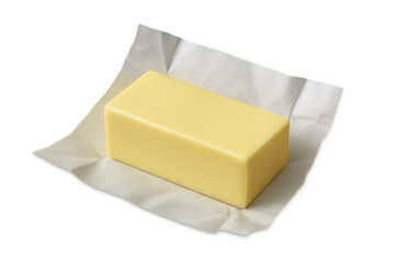 Butter stick on wrapper with transparent background