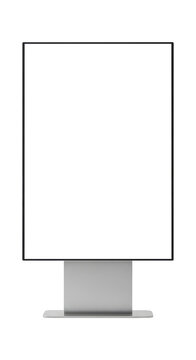 Modern Advertising Totem with White Display Area Isolated on Transparent PNG Background.