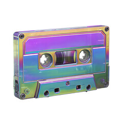 Obraz premium Iridescent Cassette Tape 3d rendered png