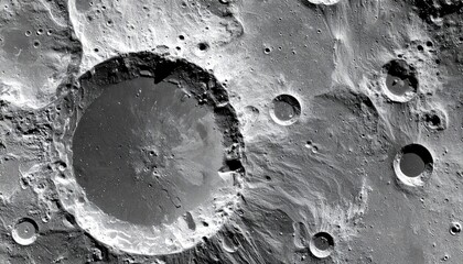 Lunar surface with large crater and many smaller ones